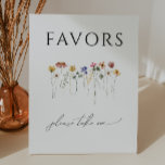 Colourful Wildflower Baby Shower Favours Pedestal Sign<br><div class="desc">This colourful wildflower baby shower favours pedestal sign is perfect for your simple, whimsical boho rainbow summer baby shower. The bright, enchanted pink, yellow, orange, and gold colour florals give this product the feel of a minimalist elegant vintage hippie spring garden. The modern design is artsy and delicate, portraying a...</div>
