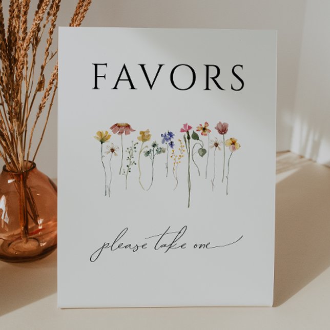 Colourful Wildflower Baby Shower Favours Pedestal Sign (Creator Uploaded)