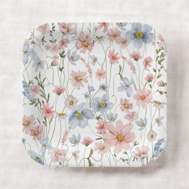 Colourful Wildflower Baby Shower In Bloom Garden Paper Plate (Creator Uploaded)