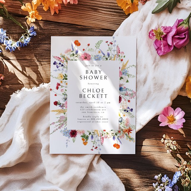 Colourful Wildflower Baby Shower Invitation (Creator Uploaded)