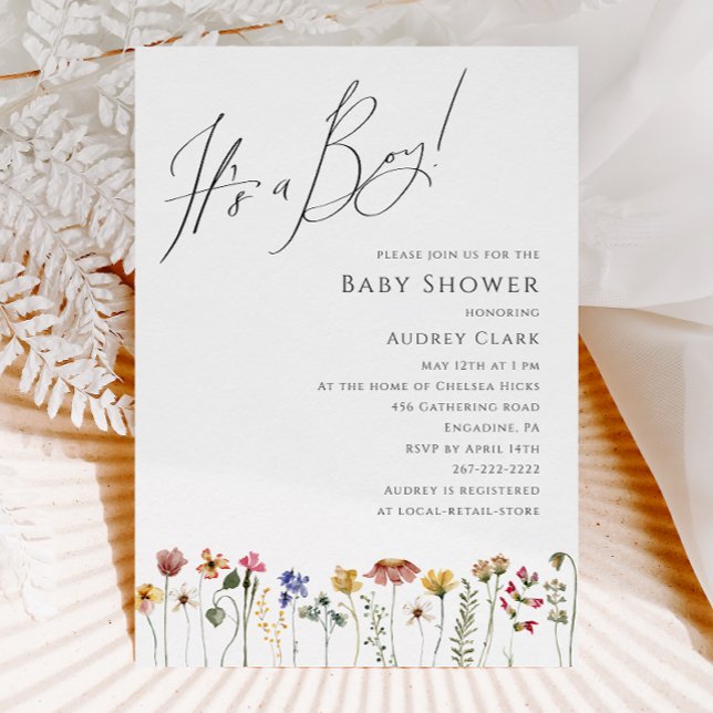 Colourful Wildflower Baby Shower It's a Boy Invitation (Creator Uploaded)