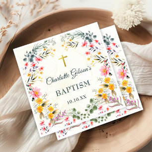 Colourful Wildflower Baptism Napkin
