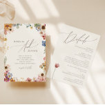 Colourful Wildflower | Beige All In One Wedding Invitation<br><div class="desc">This colourful wildflower beige | all in one wedding invitation is perfect for your simple, whimsical boho rainbow summer wedding. The bright, enchanted pink, yellow, orange, and gold colour florals give this product the feel of a minimalist elegant vintage hippie spring garden. The modern design is artsy and delicate, portraying...</div>