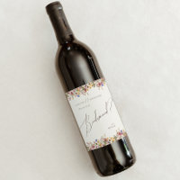 Colourful Wildflower | Beige Bridesmaid Wine Label