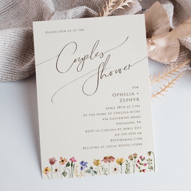 Colourful Wildflower | Beige Couples Shower Invitation (Creator Uploaded)