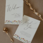 Colourful Wildflower | Beige Folded Wedding Progra Program<br><div class="desc">This colourful wildflower | beige folded wedding program is perfect for your simple, whimsical boho rainbow summer wedding ceremony. The bright, enchanted pink, yellow, orange, and gold colour florals give this product the feel of a minimalist elegant vintage hippie spring garden. The modern design is artsy and delicate, portraying a...</div>