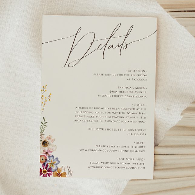 Colourful Wildflower | Beige Garden Details Enclosure Card (Creator Uploaded)