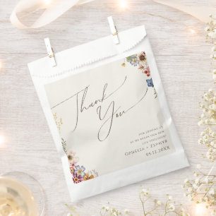 Colourful Wildflower Beige Garden Thank You Favour Bag