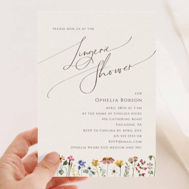 Colourful Wildflower | Beige Lingerie Shower Invitation (Creator Uploaded)