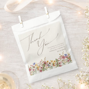 Colourful Wildflower Beige Meadow Thank You Favour Bag