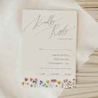 Colourful Wildflower | Beige Menu Choice RSVP Card