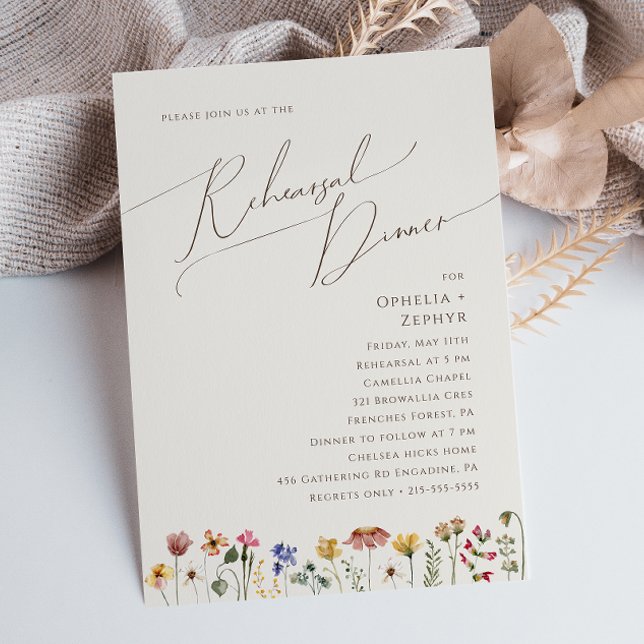 Colourful Wildflower | Beige Rehearsal Dinner Invitation (Creator Uploaded)