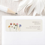 Colourful Wildflower | Beige Return Address Label<br><div class="desc">This colourful wildflower | beige return address label is perfect for your simple, whimsical boho rainbow summer wedding. The bright, enchanted pink, yellow, orange, and gold colour florals give this product the feel of a minimalist elegant vintage hippie spring garden. The modern design is artsy and delicate, portraying a classic...</div>