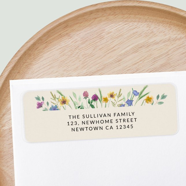Colourful Wildflower Beige Return Address Label (Creator Uploaded)
