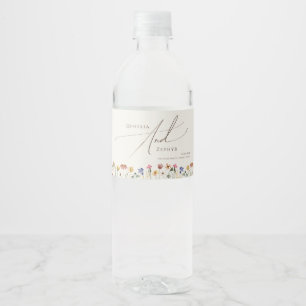 Colourful Wildflower   Beige Water Bottle Label