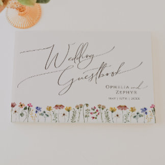 Colourful Wildflower | Beige Wedding Guestbook