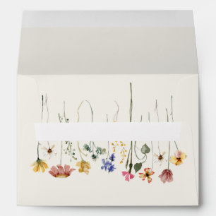 Colourful Wildflower   Beige Wedding Invitation En Envelope