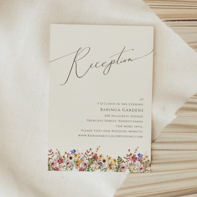 Colourful Wildflower | Beige Wedding Reception Car Enclosure Card (Creator Uploaded)
