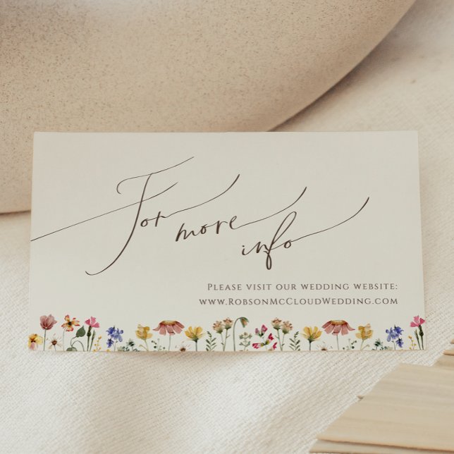 Colourful Wildflower | Beige Wedding Website Enclosure Card (Creator Uploaded)