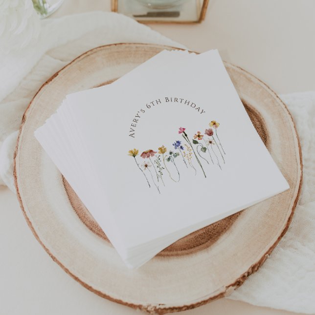 Colourful Wildflower Birthday Party Napkin (Creator Uploaded)