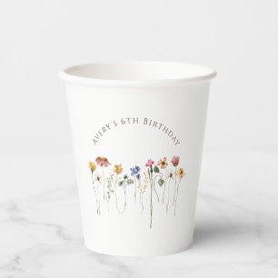 Colourful Wildflower Birthday Party Paper Cups