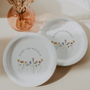 Colourful Wildflower Birthday Party Paper Plate