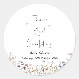 Colourful Wildflower Boho Baby Shower Classic Round Sticker