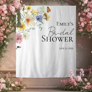Colourful Wildflower Boho Bridal Shower Backdrop Tapestry