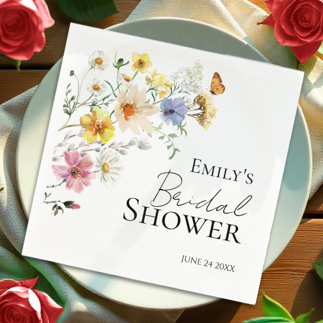 Colourful Wildflower Boho Bridal Shower Napkins (Creator Uploaded)