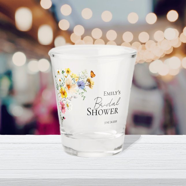 Colourful Wildflower Boho Bridal Shower Shot Glass (Creator Uploaded)