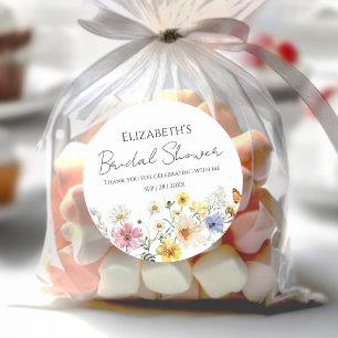 Colourful Wildflower Boho Bridal Shower thank you Classic Round Sticker