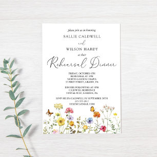Colourful Wildflower Boho Garden Rehearsal Dinner Invitation