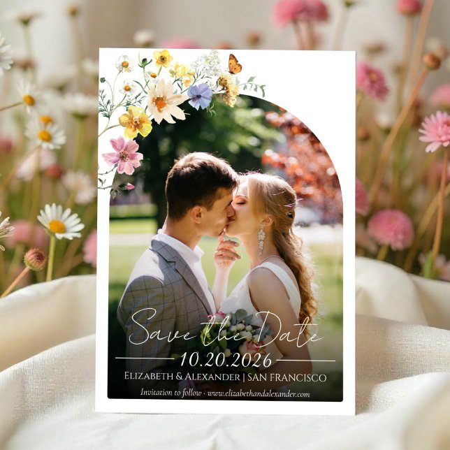 Colourful Wildflower | Boho Photo Save the Date Invitation (Creator Uploaded)