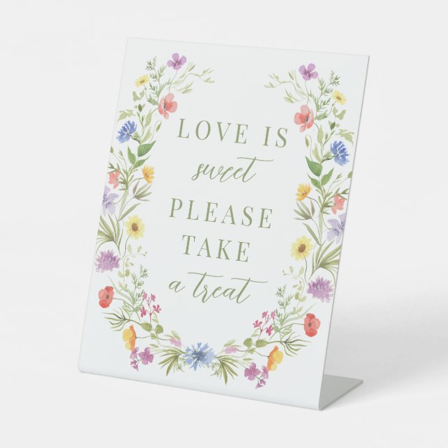 Colourful wildflower boho wedding cards and gifts pedestal sign (Front)