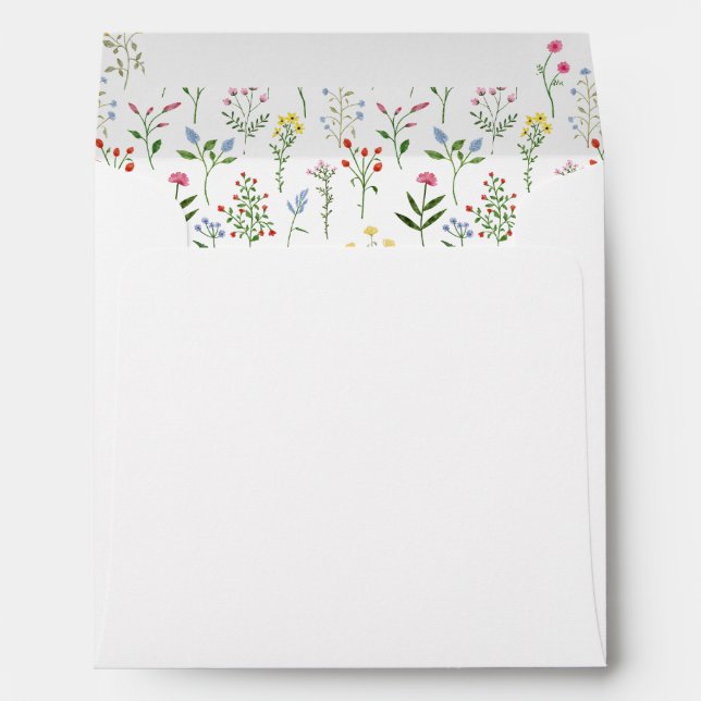 Colourful wildflower boho wedding square Envelope  (Back (Bottom))