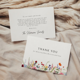 Colourful Wildflower Border Baby Shower Thank You Card