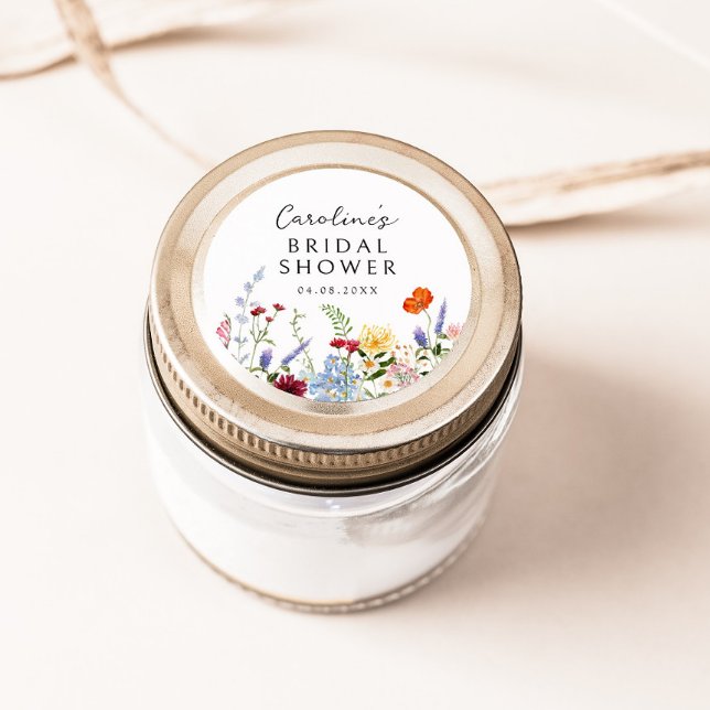 Colourful Wildflower Border Classic Round Sticker (Creator Uploaded)