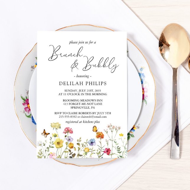 Colourful Wildflower Botanical Brunch & Bubbly Invitation (Creator Uploaded)
