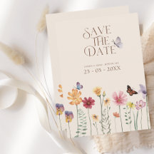 Colourful Wildflower Botanical Save The Date