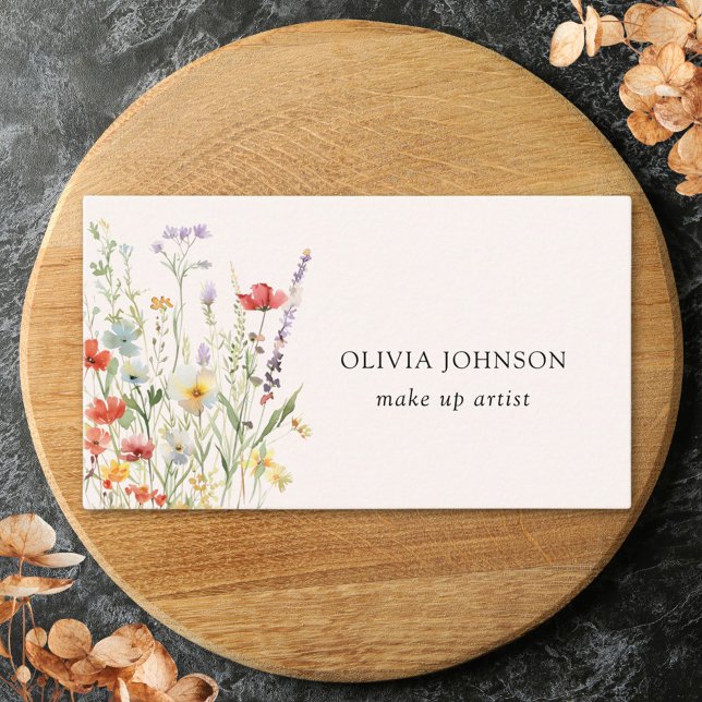 Colourful Wildflower Bouquet Business Card (Close up)