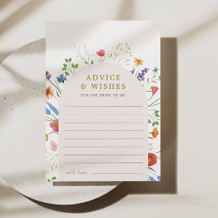 Colourful Wildflower Bridal Shower Advice Wishes Card