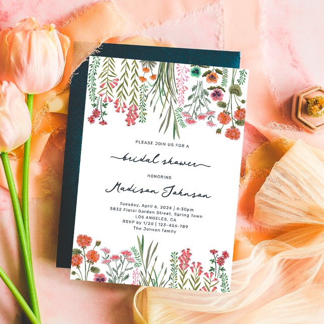 Colourful Wildflower Bridal Shower Invitation (Colorful Wildflower Bridal Shower Invitation)