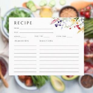 Colourful Wildflower Bridal Shower Recipe Card