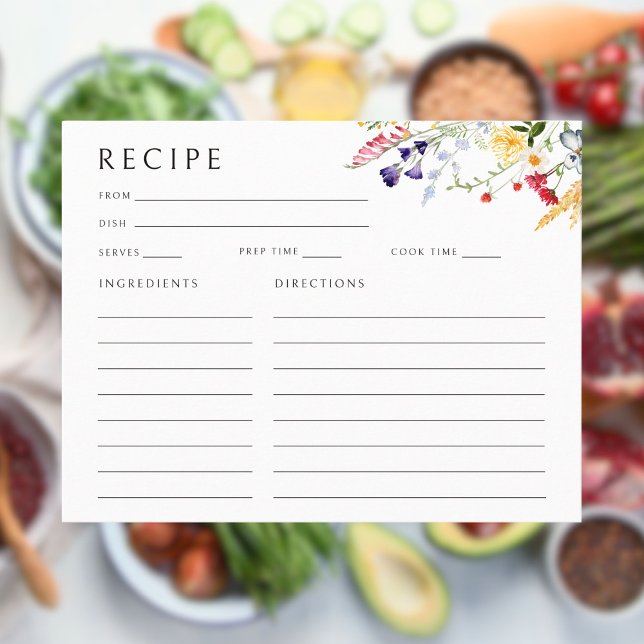 Colourful Wildflower Bridal Shower Recipe Card (Creator Uploaded)