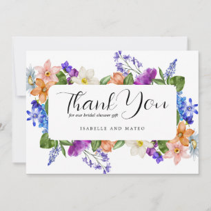 Colourful Wildflower Bridal Shower Thank You Card