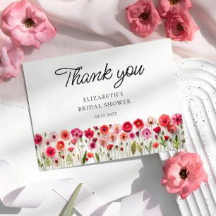 Colourful Wildflower Bridal Shower Thank You Card