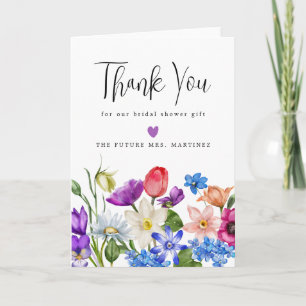 Colourful Wildflower Bridal Shower Thank You Card