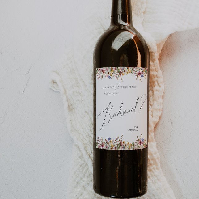 Colourful Wildflower | Bridesmaid Proposal Wine Label (Creator Uploaded)