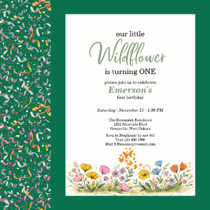 Colourful Wildflower Butterfly 1st Birthday Invitation