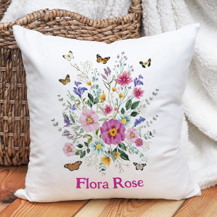 Colourful Wildflower Butterfly Garden Baby Girl Cushion